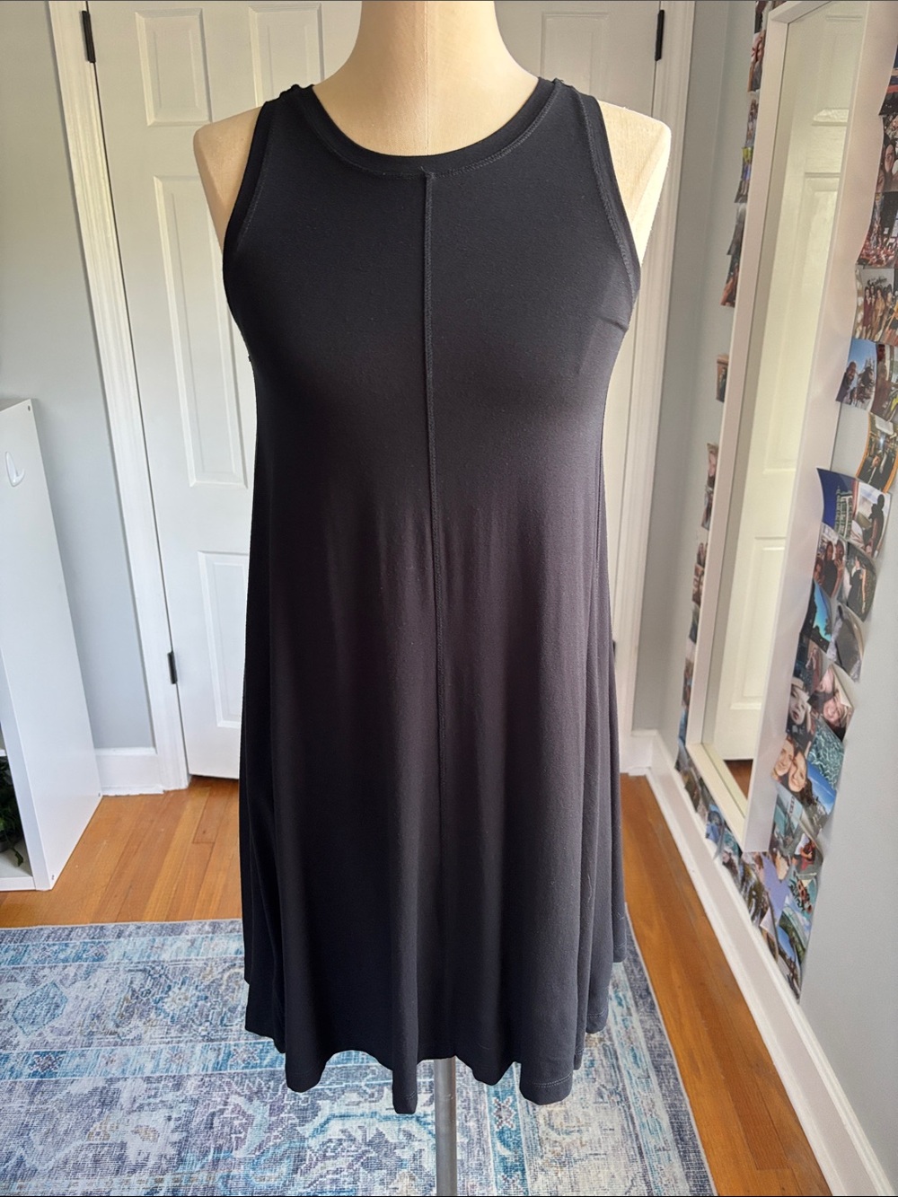 LOFT Black Sleeveless Mini Swing Dress